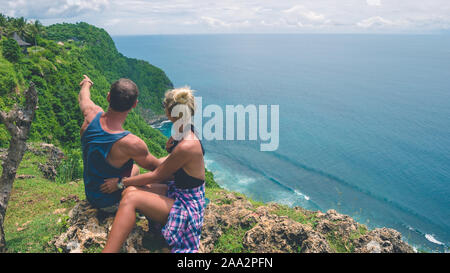 Vue aérienne de Nunggalan Beach près de Jimbaran, Bali, Indonésie. Banque D'Images