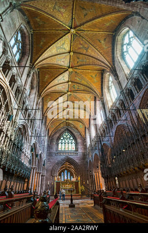 La cathédrale de Chester, interne, les stalles et écran, cheshire, England, UK Banque D'Images