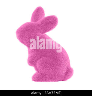 Lapin rose sur fond blanc, symbole de l'amour Banque D'Images