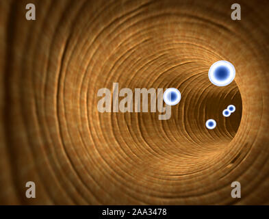 L'insuline et des leucocytes à l'intérieur du vaisseau sanguin, globules rouges, globules blancs à l'intérieur du vaisseau sanguin, pulsant de l'artère, le sang rouge et blanc Banque D'Images