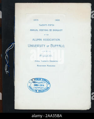 Programme & intervenants énumérés ; 25ÈME RÉUNION ANNUELLE & BANQUET [détenus par] - ASSOCIATION DES ANCIENS DE L'UNIVERSITÉ DE BUFFALO [at] IROQUOIS (Hotel) Banque D'Images