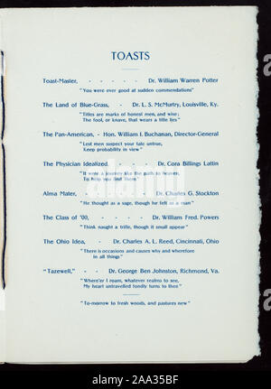 Programme & intervenants énumérés ; 25ÈME RÉUNION ANNUELLE & BANQUET [détenus par] - ASSOCIATION DES ANCIENS DE L'UNIVERSITÉ DE BUFFALO [at] IROQUOIS (Hotel) Banque D'Images