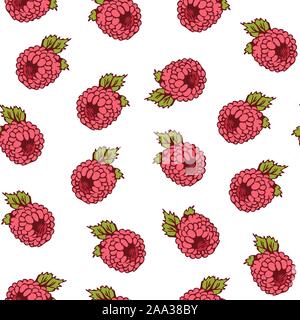 Modèle vectoriel continu de framboise, petits fruits colorés isolé sur fond blanc, fruits background Illustration de Vecteur