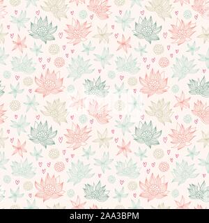Motif bébé avec des fleurs et des coeurs, l'arrière-plan vectoriel continu Illustration de Vecteur