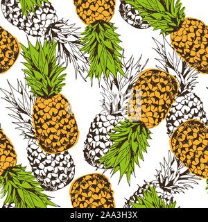 Vecteur d'Ananas modèle transparent, fond tropical Illustration de Vecteur