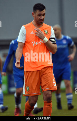 Fc Hendon player Tom Hamblin saison 2019/2020 UK. Tom Hamblin pour jouer au Fc Hendon Swindon Supermarine football club Banque D'Images