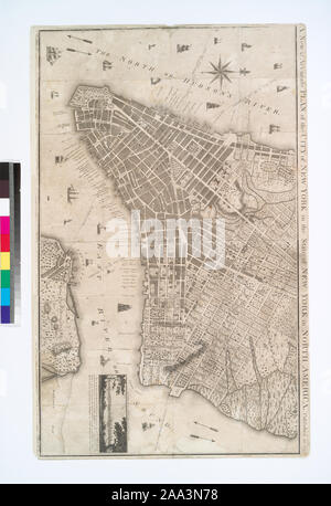 Stokes P.1796-B-117 Imprimer contient des petites vue : vue de la ville de Long Island. Petite vue, peut-être basées sur Charles-Balthazar-Julien Févret de Saint-Mémin's 1796 eau-forte. Voir 215 Deak. Avis de Columbia College, peut-être basées sur l'Tiebout Cornelis 1790 gravure. Voir 183 Deak. Deák 217 ; un nouveau plan et précise de la ville de New York dans l'état de New York en Amérique du Nord Banque D'Images