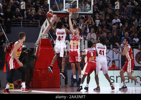 Pour le 9ème jeu de basket-ball italien de Série A1, au PalaEur Virtus Roma beat Carpegna Prosciutto Pesaro 92-83 (photo de Paolo Pizzi/Pacific Press) Banque D'Images