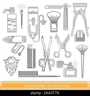 Set de coiffure pour l'équipement ou l'icône de la ligne outils isolated on white Illustration de Vecteur
