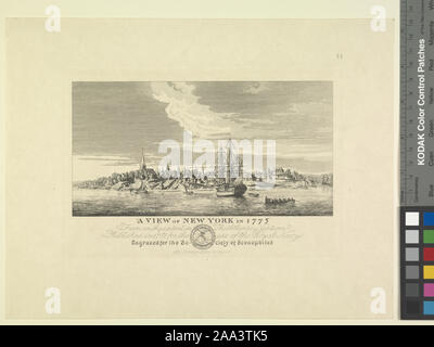 Reproduction à partir d'un original à l'aquatinte. Citation/Référence : Eno 33 ; une vue de New York en 1775 Banque D'Images