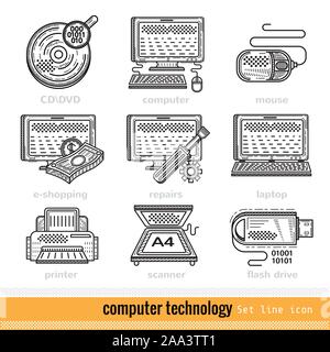 Ensemble de la technologie Description Web Icons Illustration de Vecteur