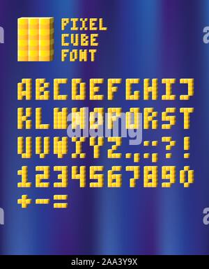 Cube Pixel font Illustration de Vecteur