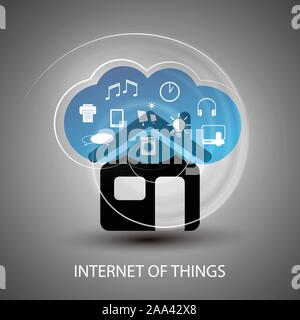 Internet des objets, maison numérique et réseaux concept de conception avec icônes - concept de technologie Illustration au format vectoriel modifiable Illustration de Vecteur