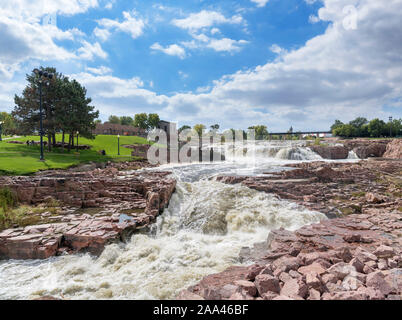 Falls sur la rivière Big Sioux Falls, Parc, Sioux Falls, South Dakota, USA Banque D'Images