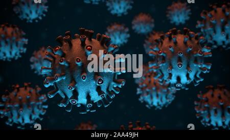 3D illustration d'un type d'infection par le rotavirus virus. Banque D'Images