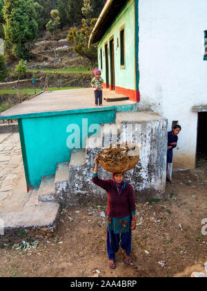 Jeune fille à Kala Agar village, où Jim Corbett le Chowgarh maneating viennent après tigresse, collines du Kumaon, Uttarakhand, Inde Banque D'Images