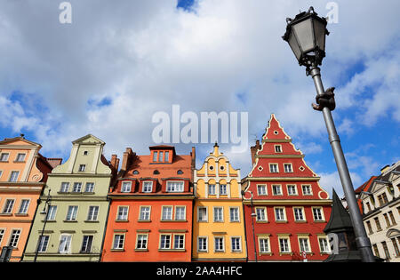 Le Rynek (Place du marché). Cette place du marché médiéval est l'un des plus grands en Europe. Wroclaw, Pologne Banque D'Images