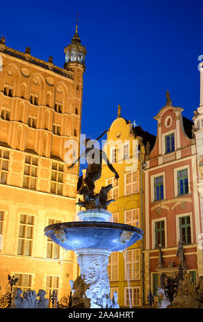 Fontaine de Neptune à Gdansk, Pologne Banque D'Images