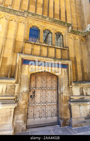 Oxford Bodleian Library entrée privée, Oxford, Oxfordshire, England, UK Banque D'Images