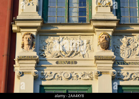 Détail de la maison d'Or (1609). Gdansk, Pologne Banque D'Images