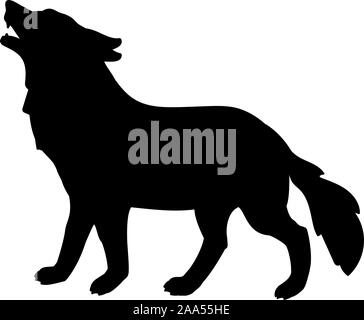 Silhouette de wolf howls. La faune des forêts d'origine animale. Vector illustrator Illustration de Vecteur