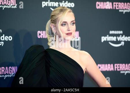 Chiara Ferragni assistant à la première de 'Chiara Ferragni des écriteaux à l'Auditorium Conciliazione à Rome Banque D'Images