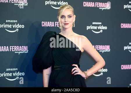 Chiara Ferragni assistant à la première de 'Chiara Ferragni des écriteaux à l'Auditorium Conciliazione à Rome Banque D'Images