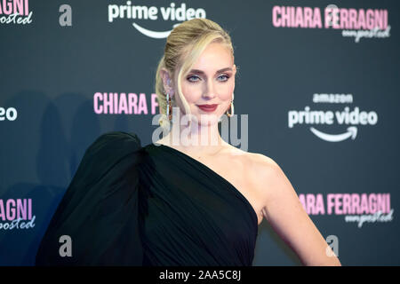 Chiara Ferragni assistant à la première de 'Chiara Ferragni des écriteaux à l'Auditorium Conciliazione à Rome Banque D'Images