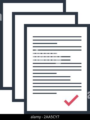 Plusieurs documents avec crochet. Articles en stock icône. Stock Vector illustration isolé sur fond blanc. Illustration de Vecteur