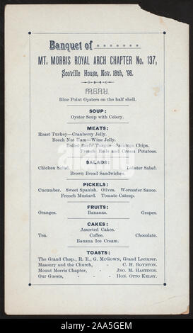 BANQUET [lieu] par MT. Arche Royale MORRIS CHAPITRE NO137 [at] MAISON DE SCOVILLE (HOTEL ;) ; BANQUET [lieu] par MT. Arche Royale MORRIS CHAPITRE NO137 [at] MAISON DE SCOVILLE (hôtel) ; Banque D'Images