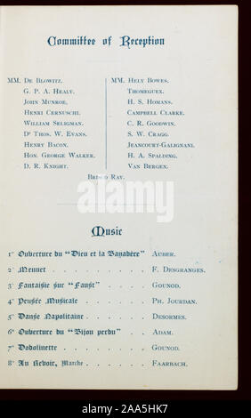 NOTE MANUSCRITE PAR LE CAPT. NATHAN APPLETON PEUT-ÊTRE CONCERNANT L'INVITATION,français, programme musical énumérés ; BANQUET POUR L. PASTEUR [détenus par] LA STANLEY CLUB [at] HÔTEL CONTINENTAL,[PARIS] (Hotel) Banque D'Images