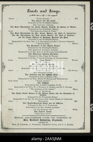 Programme inclus ; Victoria et Albert ; gerbes de blé ; Français ; banquet en l'HONNEUR DE VISITER AMERICAN FRÈRES [détenus par anglo-américaine] LODGE [at] Critère, PICCADILLY [ENG] (pour) ; Banque D'Images