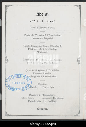 Programme inclus ; Victoria et Albert ; gerbes de blé ; Français ; banquet en l'HONNEUR DE VISITER AMERICAN FRÈRES [détenus par anglo-américaine] LODGE [at] Critère, PICCADILLY [ENG] (pour) ; Banque D'Images