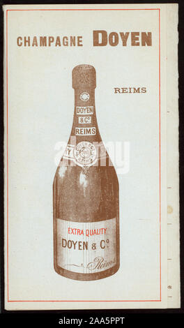 MENU EN FRANÇAIS ET ANGLAIS ; illustrations en couleur (annonces) pour BÉNÉDICTINE LIQUEUR, CIE GLE TRANSLANTIQUE, ET L'HÔTEL CONTINENTAL, PARIS ; d'autres annonces ; 1900-0611 ; PETIT-DÉJEUNER [détenus par] CIE GLE TRANSATLANTIQUE [at] SS LA CHAMPAGNE (SS) ; Banque D'Images