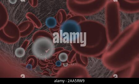 L'oxygène dans les globules rouges dans le sang et antibactérien, 3D render Banque D'Images