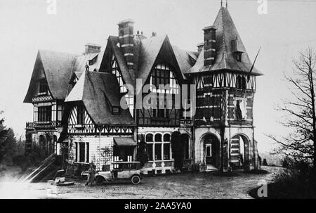 Au château de Spa Kaiser qui s'enfuit. Ce château à Spa a été l'accueil de l'Empereur pendant les dernières étapes de la guerre. Ici il a écrit son abdication et commencé à son vol mémorable en Hollande ca. 1918-1919 Banque D'Images