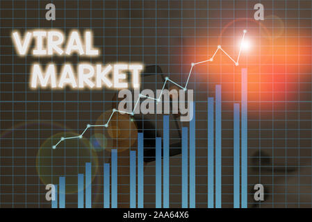 Texte de l'écriture manuscrite marché virale. La photo conceptuelle de l'information sur un produit s'étend entre l'affichage Banque D'Images