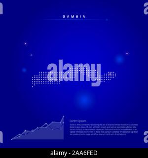 Gambie plan illuminé avec de points. Éléments infographiques. Arrière-plan de l'espace bleu foncé. Vector illustration. Tableau de croissance, lorem ipsum texte. Illustration de Vecteur
