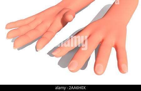 Modèle de la main, l'arrière-plan 3D render Banque D'Images
