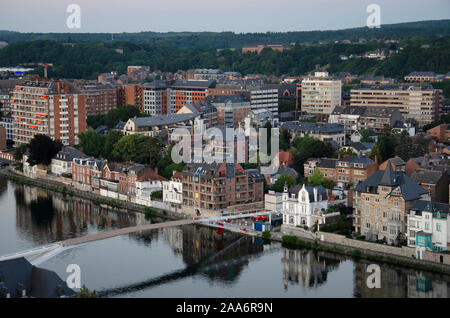 Vue aérienne de la ville et de la Meuse, Namur, Belgique, Europe Banque D'Images