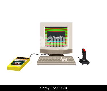 Joystick de l'ordinateur 90. Vue arrière et latéraux. Style plat. Vector illustration. Illustration de Vecteur