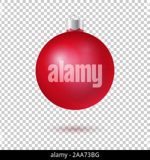 Vector red Christmas Tree ball isolés avec ombre Illustration de Vecteur
