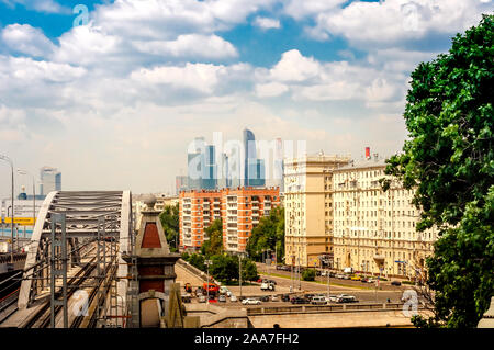 Lever du soleil sur Moscou Centre-ville et de la rivière de Moscou Banque D'Images