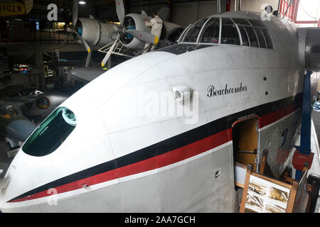 La composante 'Sandringham' flying boat, converti à partir d'un 1943 comme une spécification militaire 'Sunderland' à Solent Sky Museum, Southampton, Hampshire, Royaume-Uni Banque D'Images