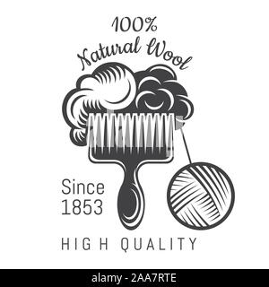 Fils de laine sur crest avec ballon. Logo pour site ou d'affaires connexes artisanat Illustration de Vecteur