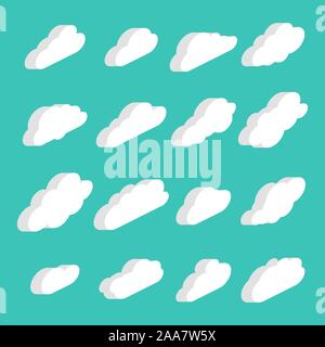 Icône isométrique Cloud. Ciel nuages set. Jeu de nuages. vector illustration Illustration de Vecteur
