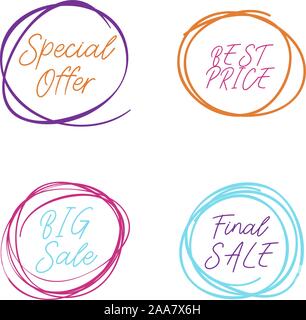 Scribble cercle tracé dans scetch. Offre spéciale et grosse vente, vente finale. Style de ligne. Vector illustration Illustration de Vecteur