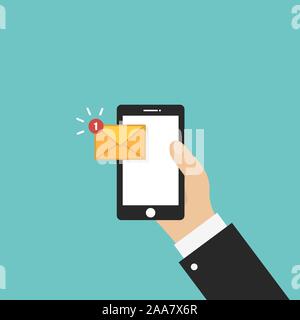 La notification par e-mail concept. Nouveau sms sur smartphone. Illustration dans télévision design. Vector illustration Illustration de Vecteur