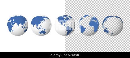Globe set. Terre isolée. fond transparent Globe 3d'icônes. Vector illustration Illustration de Vecteur