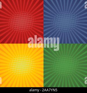Pop art retro de l'expérience dans la conception de la bande dessinée. Origines starburst Set. Vector illustration Illustration de Vecteur